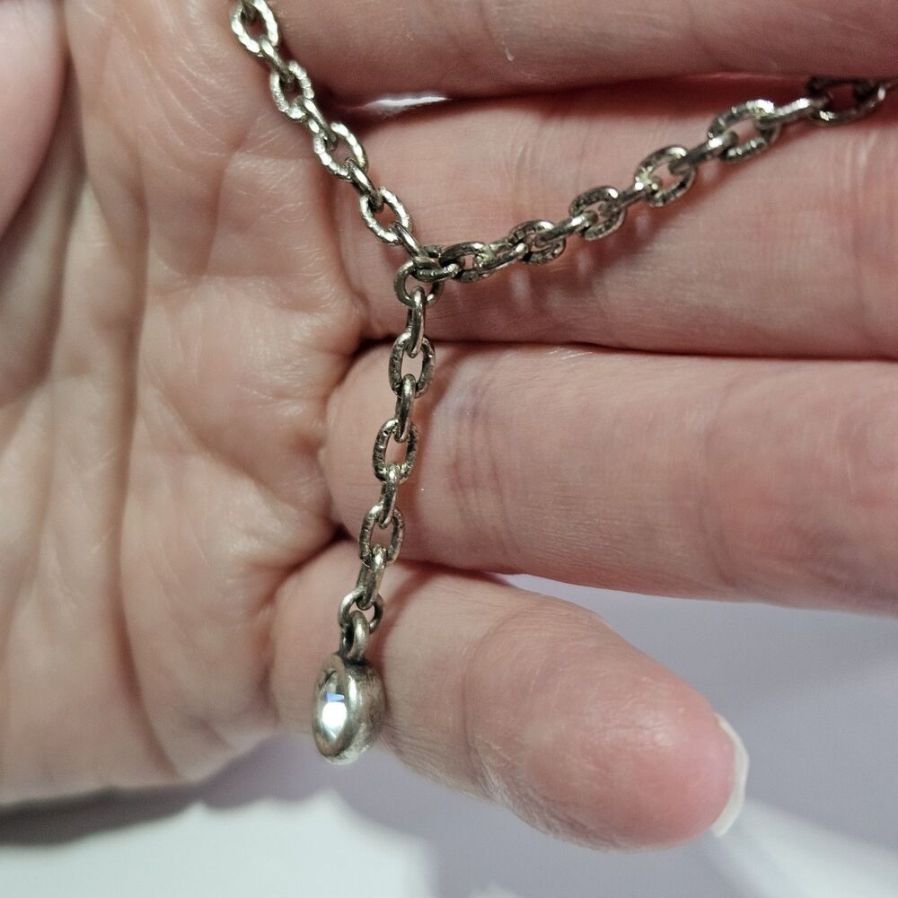 Silver Tone Clear Rhinestone Y Drop Necklace 15-16.5" - Picture 3 of 12